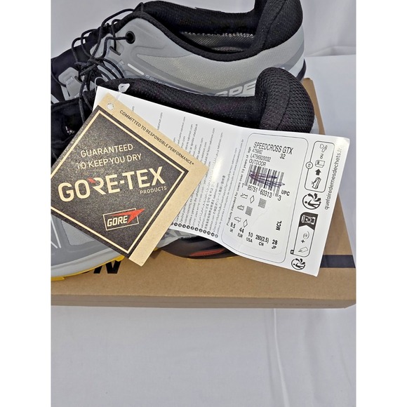 Salomon Speedcross GTX Trail Shoes Mens 10 Sharkskin Black Lemon 475692 NIB - Picture 12 of 16